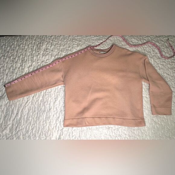 MNG Suit Blush Pink Minimalist Crewneck Sweatshirt Relaxed Fit Pullover XS - Picture 6 of 7